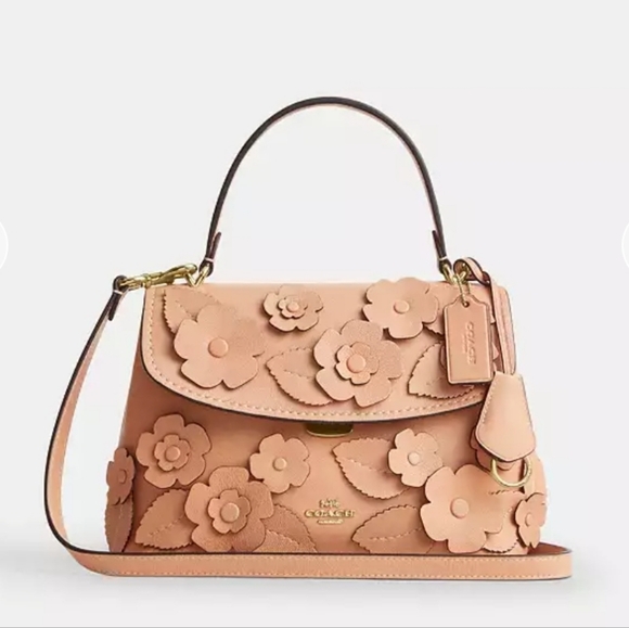 Coach Handbags - Coach Emory Top Handle Satchel in Blush Pink Floral Appliqué